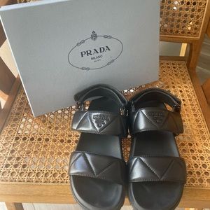 Black Velcro strapped PRADA sandals